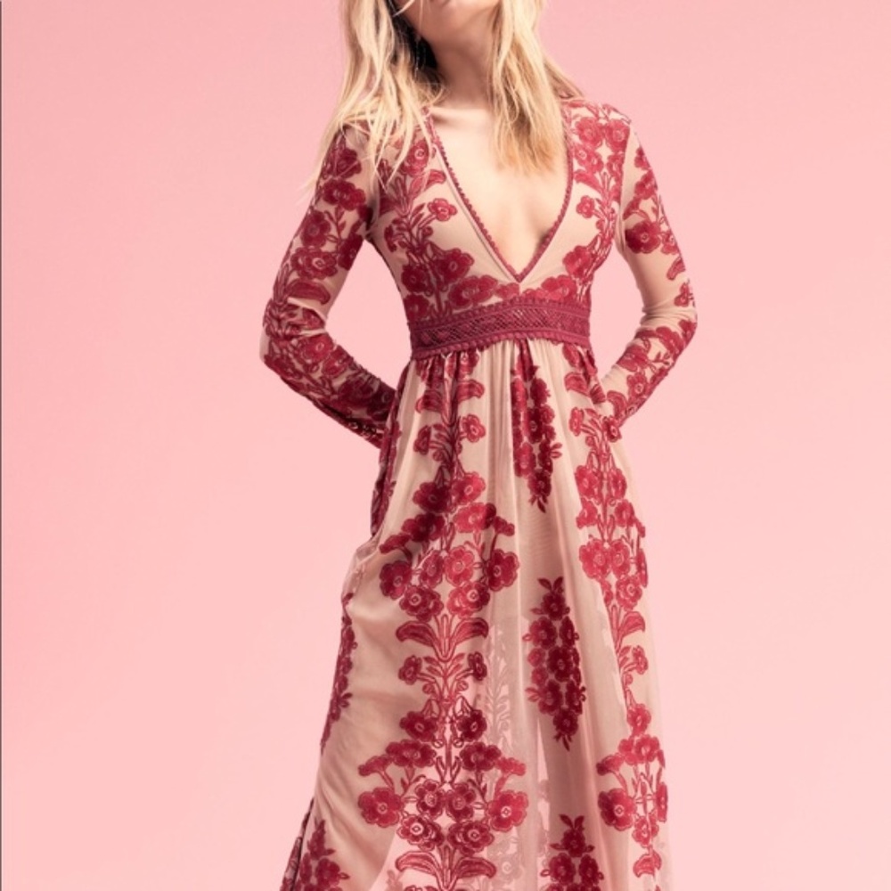 For Love & Lemons Temecula Maxi, XS, Raspberry